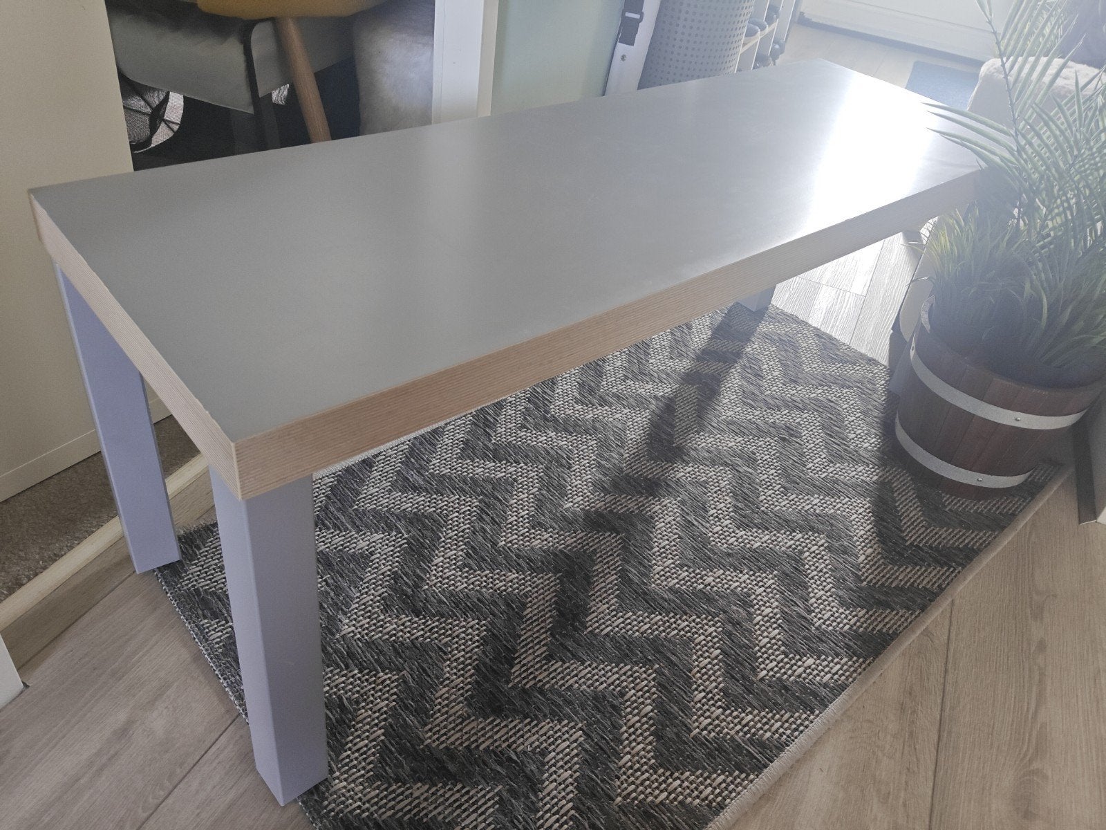 Grijze rechthoekige IKEA bijzettafel (120x40x45), Gebruikt, Rechthoekig, Hout, Ophalen