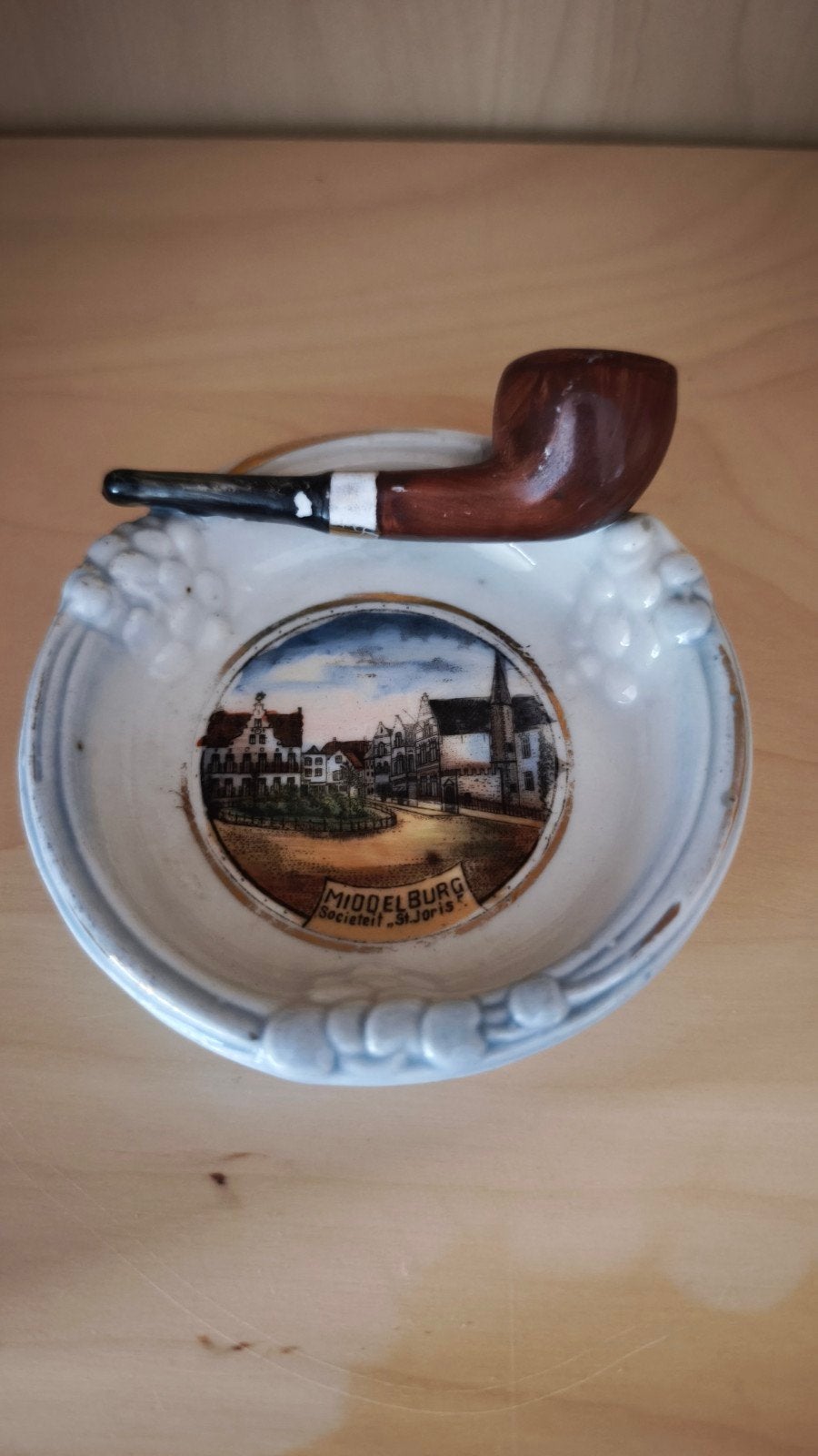 Vintage Porseleinen Asbak / Pijpenhouder – Middelburg Societ, Ophalen of Verzenden