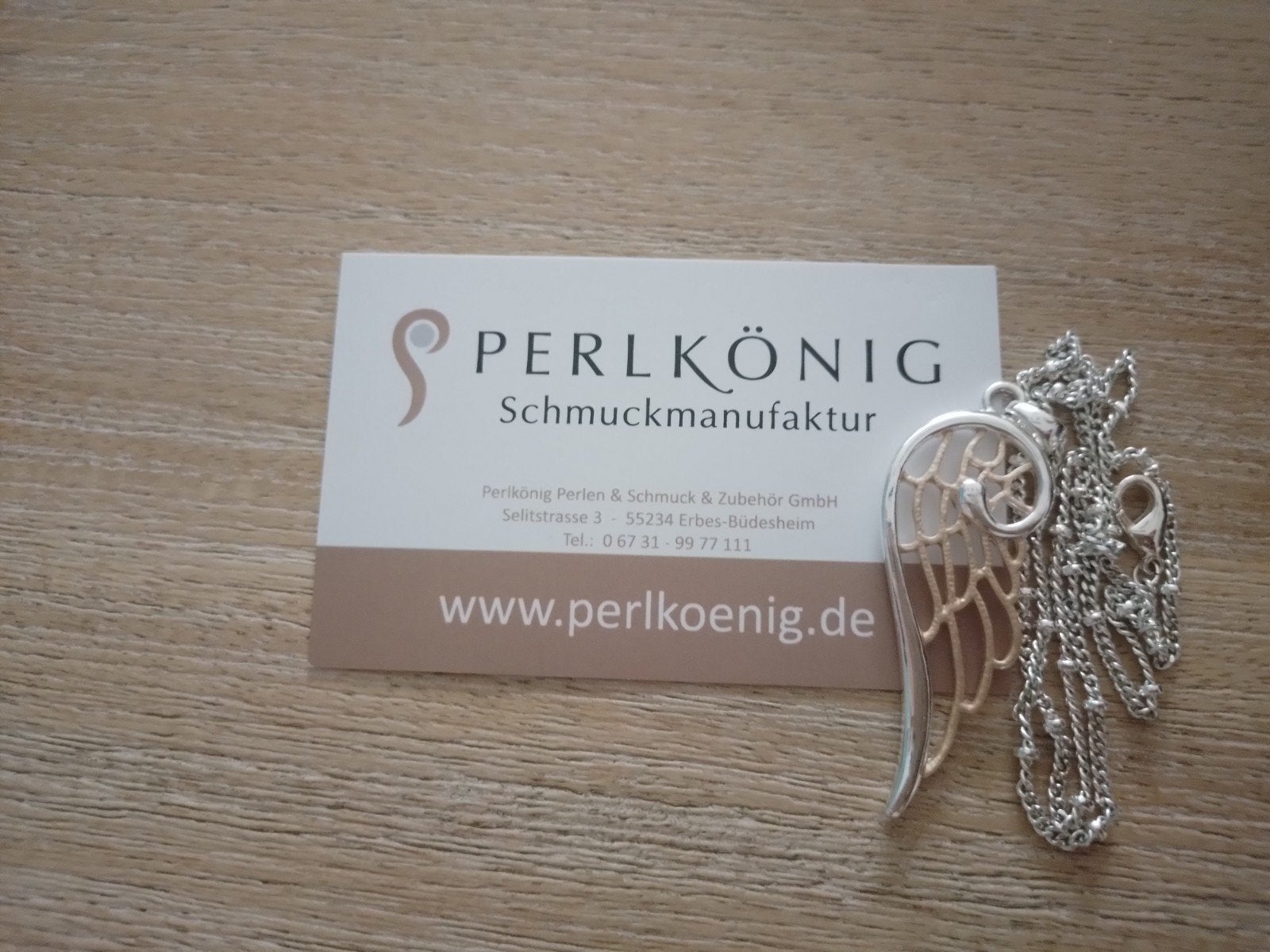 Perlkönig Engelen Vleugel Ketting Zilver Goud, Met hanger, Nieuw, Ophalen of Verzenden, Zilver