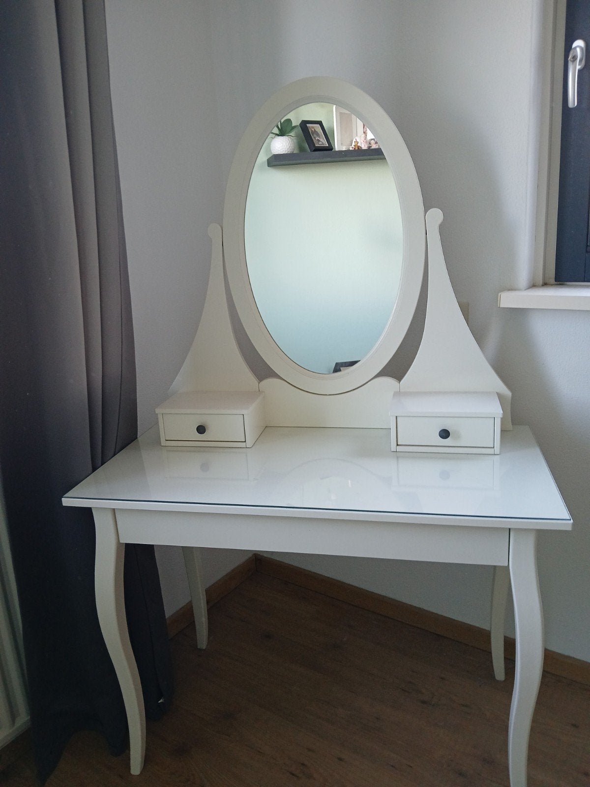 Witte kaptafel met spiegel en lades, Huis en Inrichting, Gebruikt, 100 tot 150 cm, 100 tot 150 cm, Ophalen of Verzenden