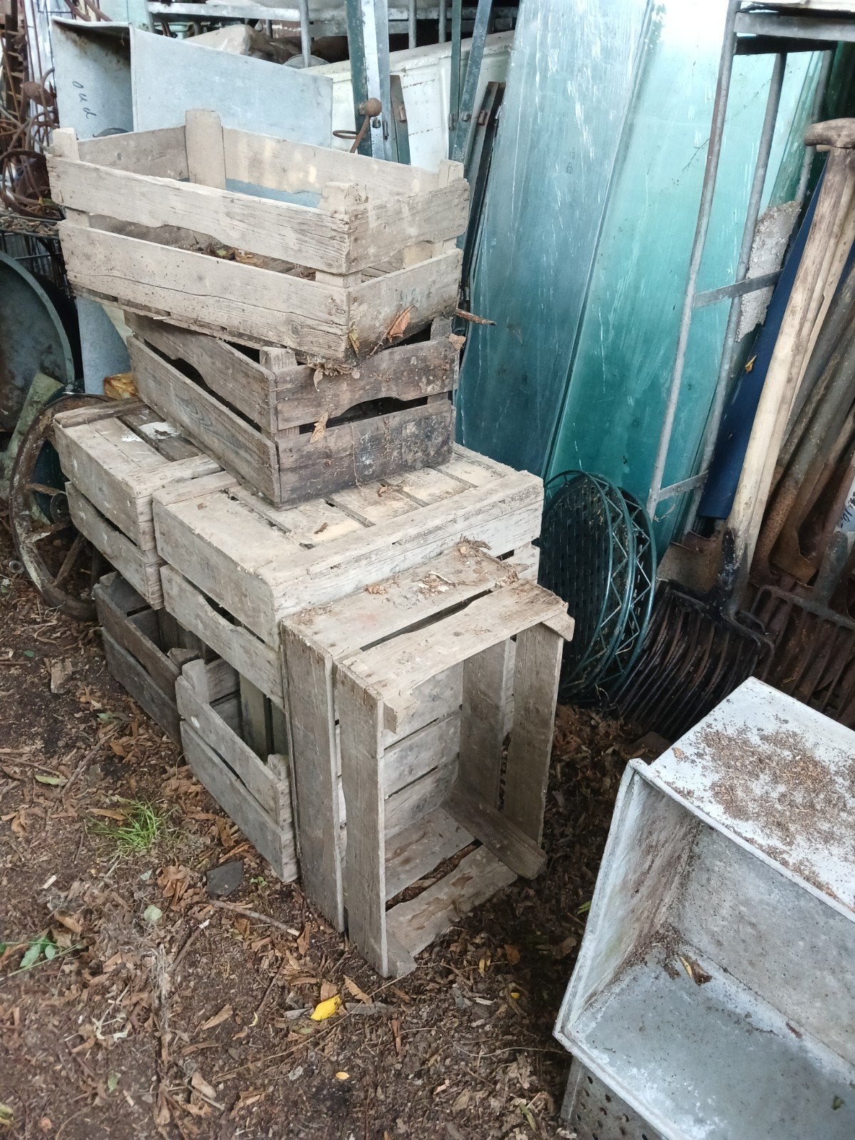 Vintage Houten Kisten Veilingkist met jaartal +/- 50 jr oud, Ophalen, Gebruikt, 200 cm of meer, Minder dan 50 cm