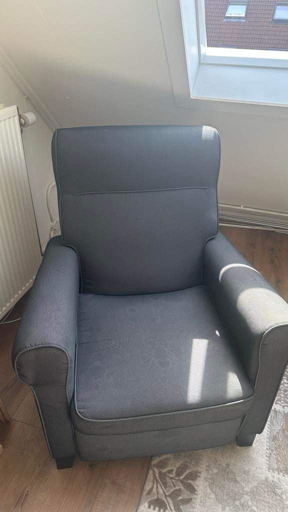 Muren relaxfauteuil, donkergrijs, Ophalen, Gebruikt, Stof, 75 tot 100 cm