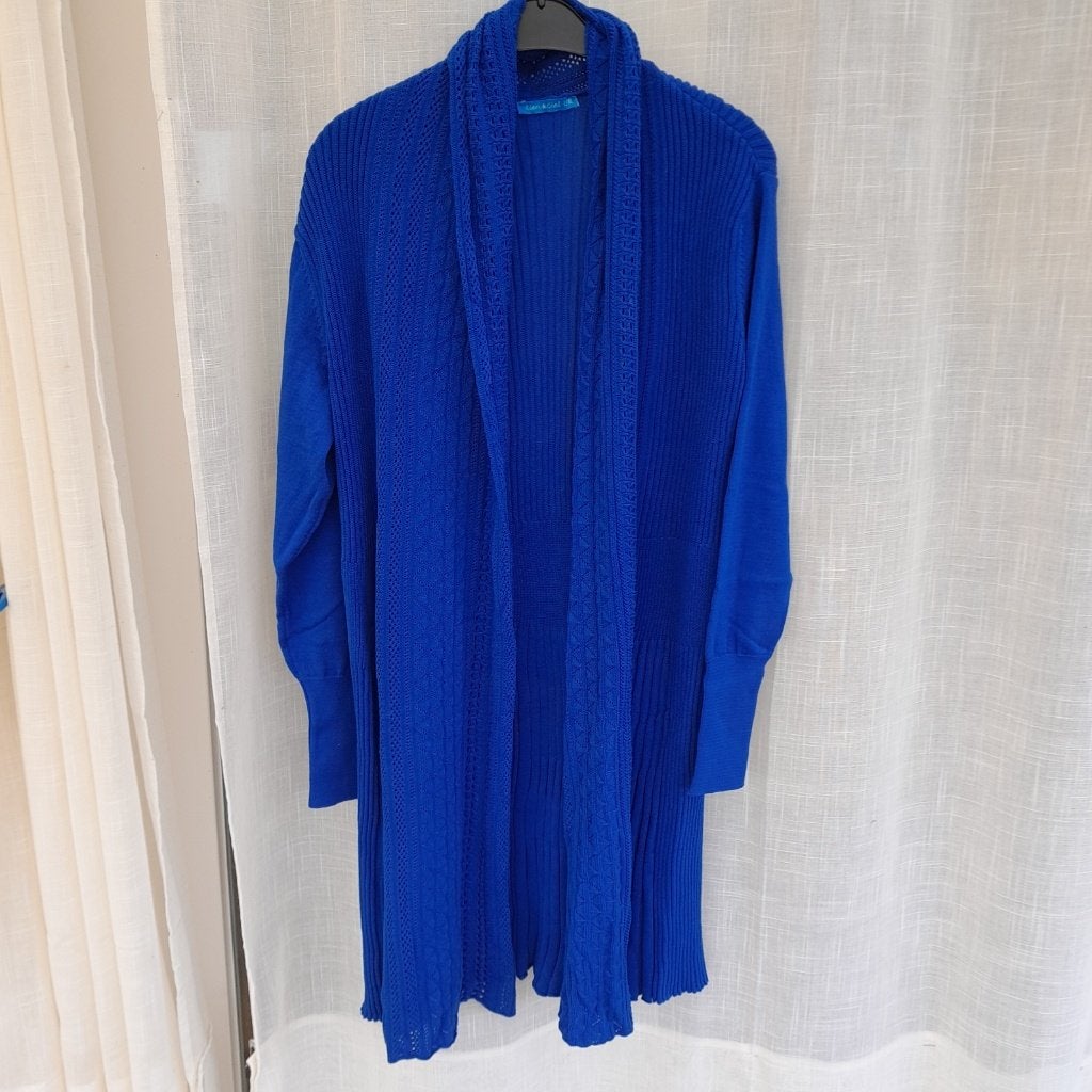 Lien en Giel ajour vest lang kobalt blauw nieuw katoen, Kleding | Dames, Ophalen of Verzenden, Nieuw, Maat 42/44 (L), Blauw