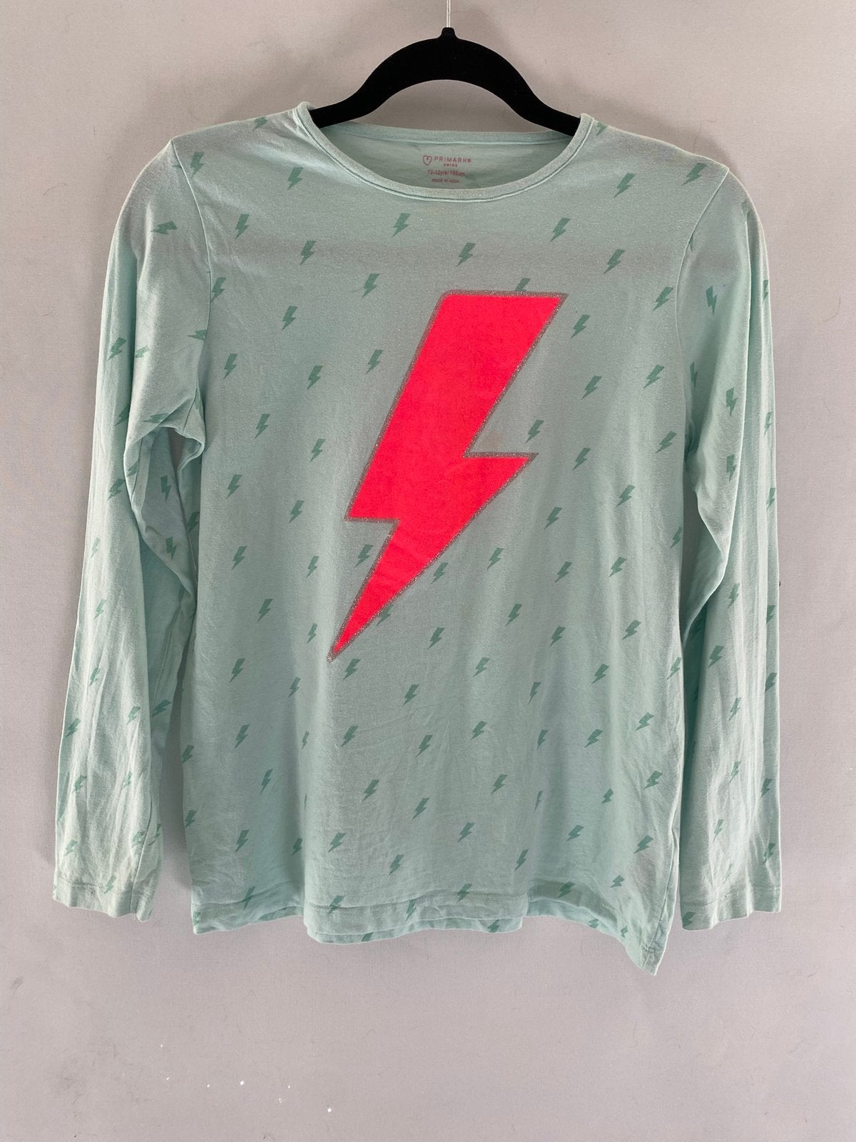 Primark Mintgroen Shirt met Neon Bliksem | 12-13 Jaar 158 cm, Kinderen en Baby's, Kinderkleding | Maat 158, Ophalen of Verzenden