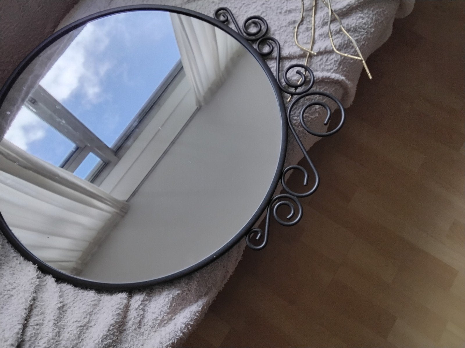 metalen spiegel, Ophalen, Minder dan 50 cm, Rond, Zo goed als nieuw