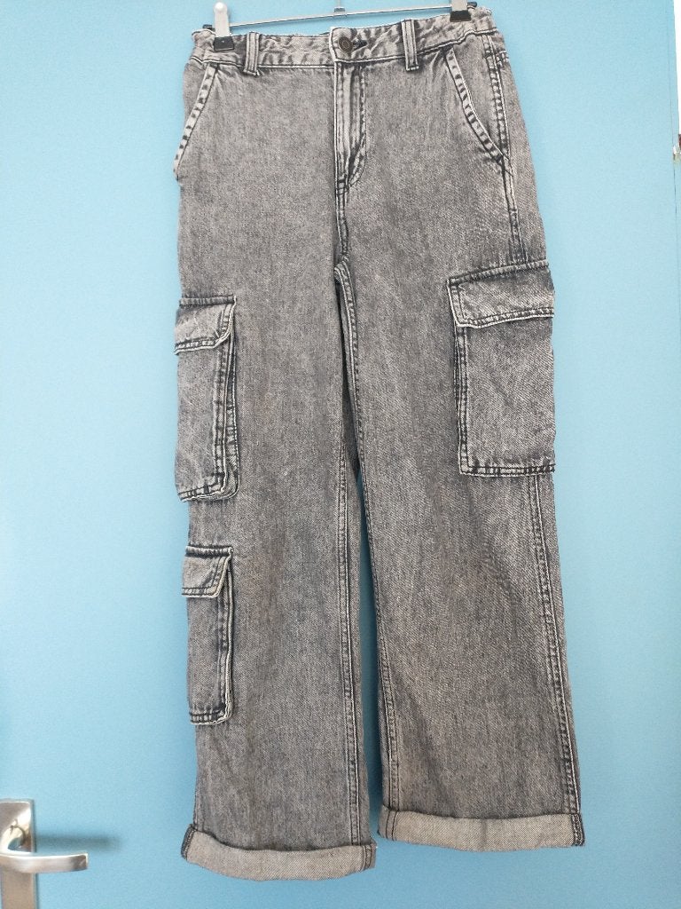 Grijze spijkerbroek met veel zakken van C&A Maat 158, Broek, Gebruikt, C&A, Ophalen of Verzenden