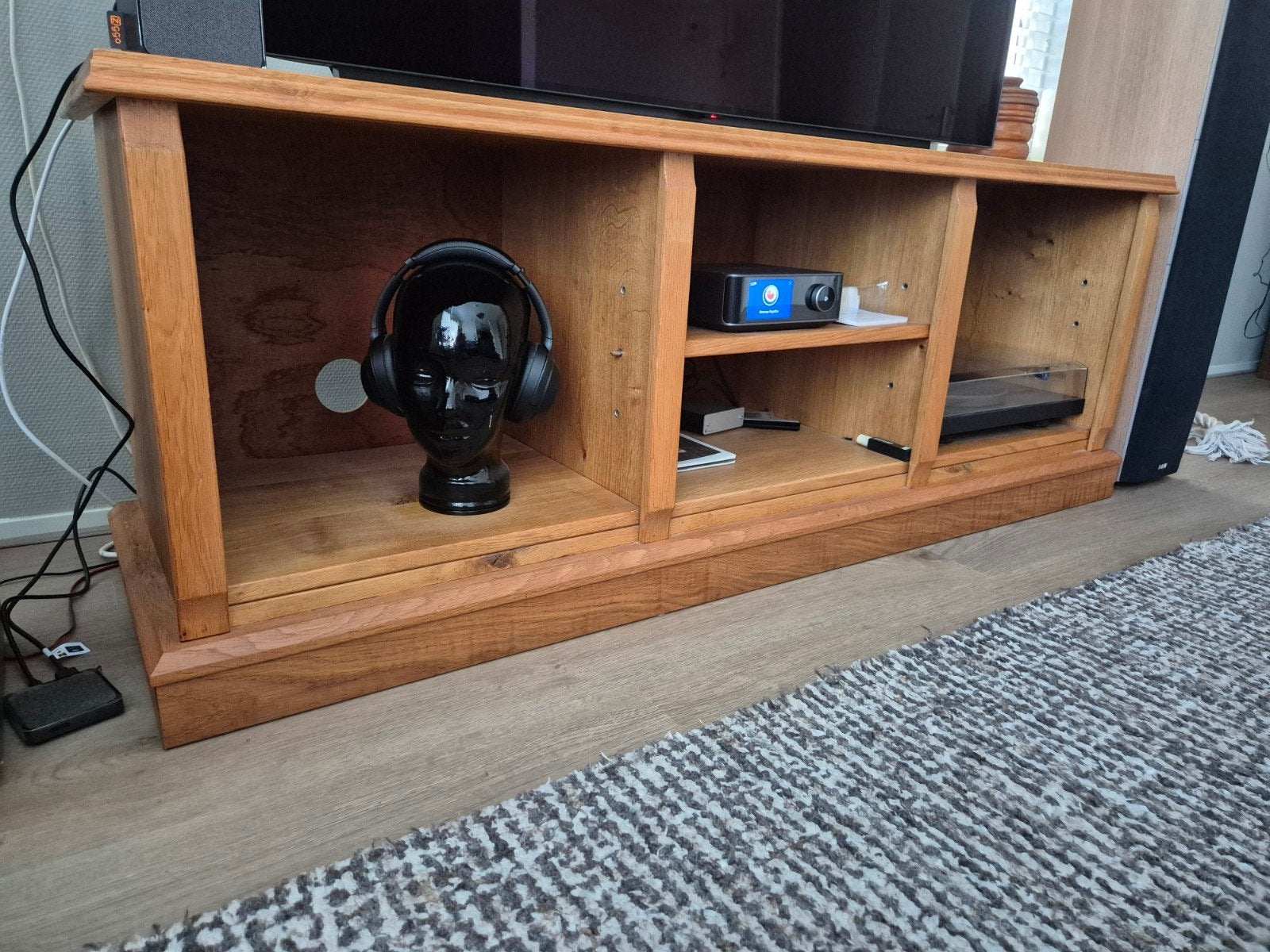 Massief eiken tv-kast - 160x58x44 cm - Wegens verhuizing, Huis en Inrichting, Ophalen, Gebruikt, Eikenhout