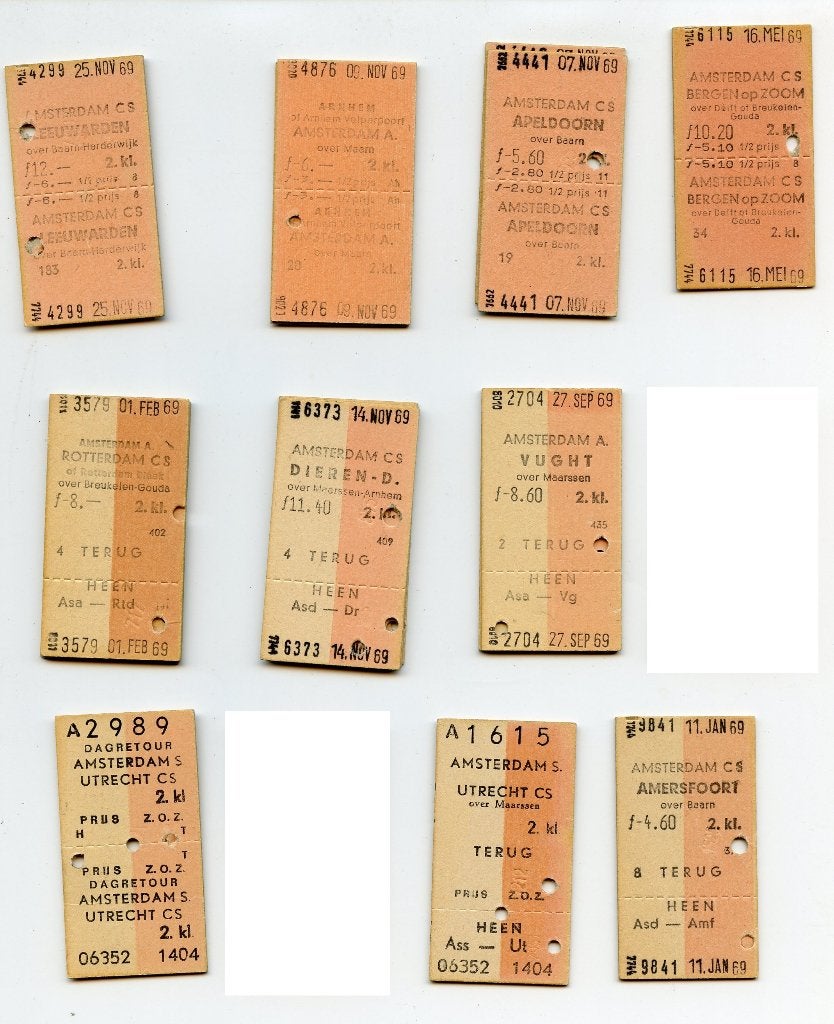 treinkaartjes uit 1969, Verzenden, Gebruikt, Trein, Overige typen