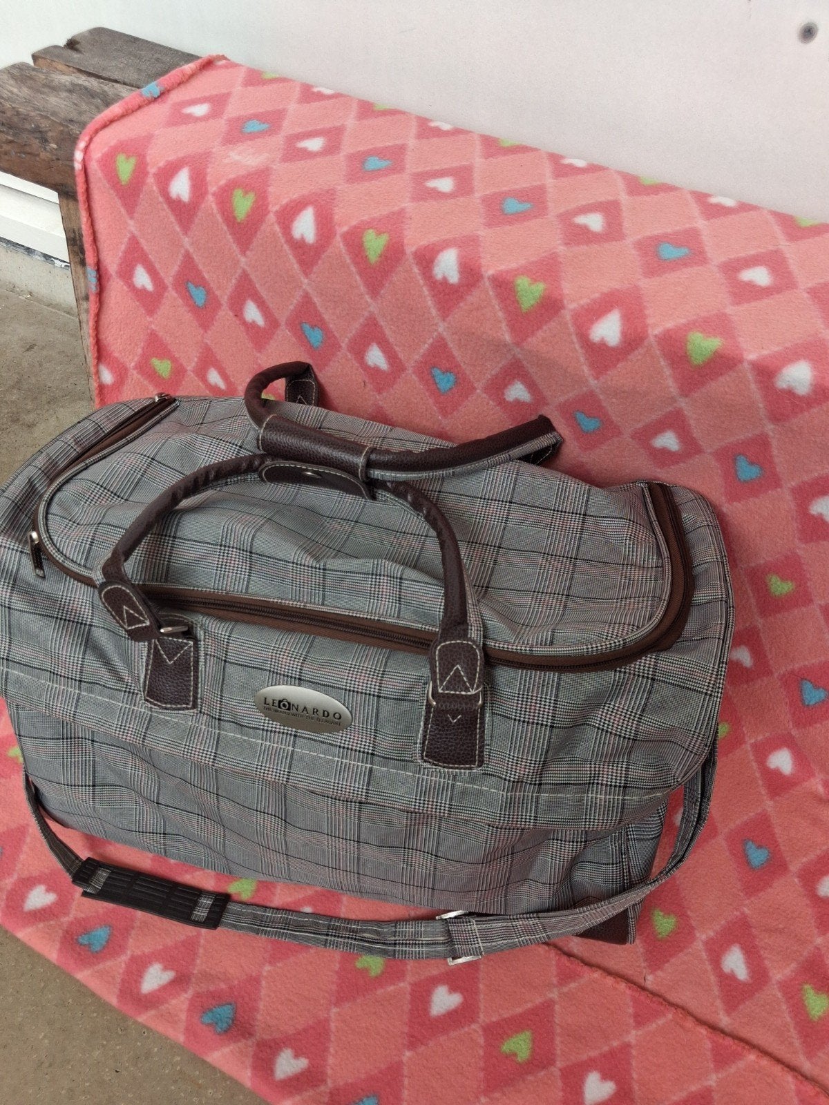 Reistas / Weekendtas Leonardo - Geruit Grijs/Bruin, Ophalen, 40 tot 60 cm, 30 cm of meer, Bruin