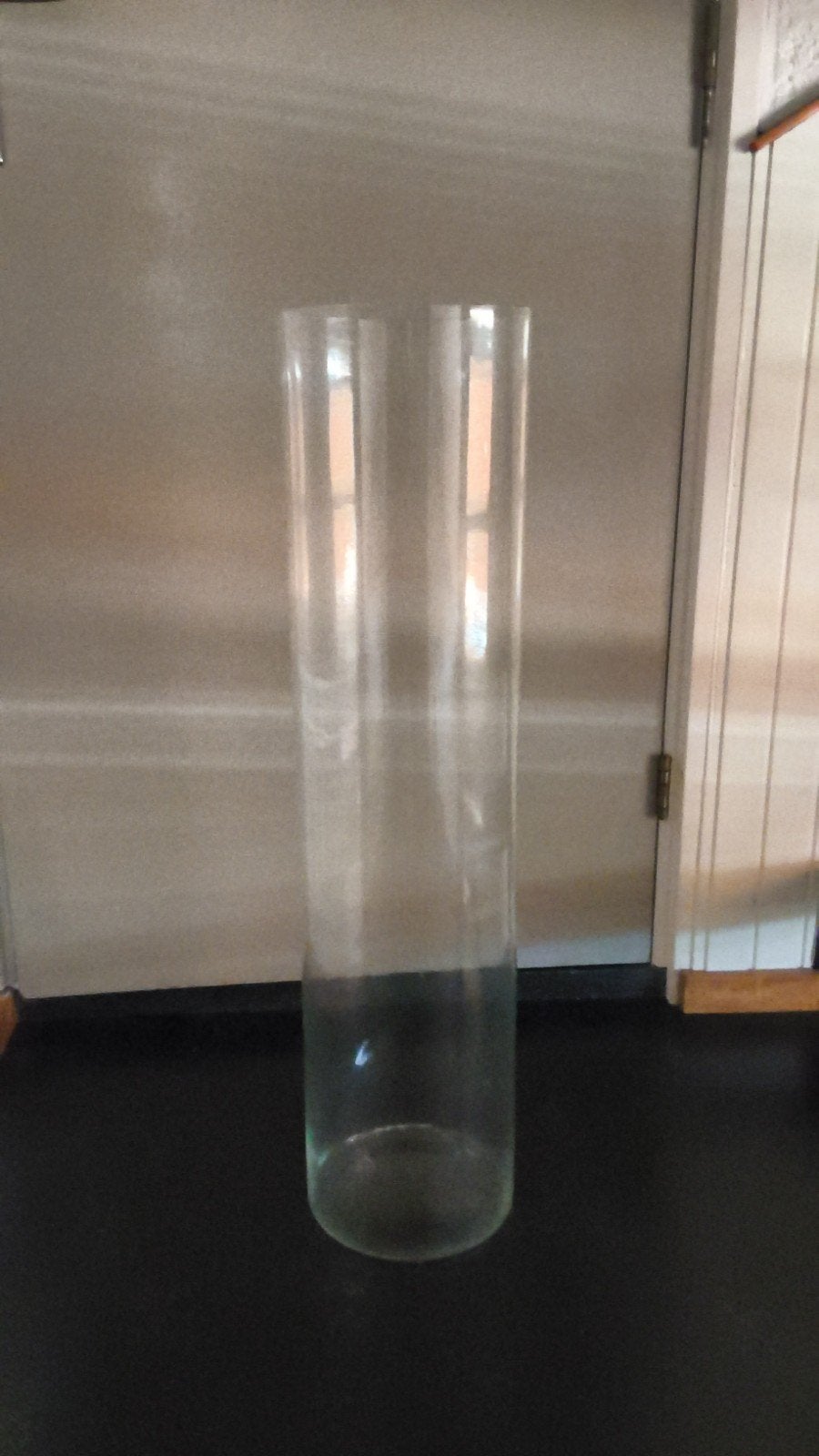 Hoge glazen vaas/cilinder 80 cm., Ophalen