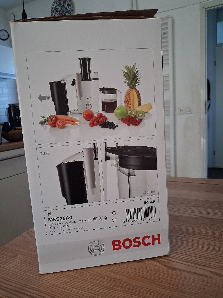 Bosch VitaJuice 2 Sapcentrifuge - 2 x gebruikt (in doos), Ophalen of Verzenden, Zo goed als nieuw, Elektrisch, Sapcentrifuge