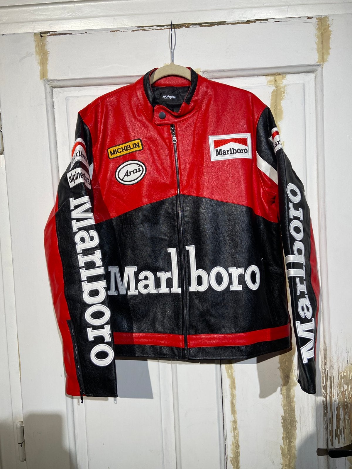 Marlboro Racing-jas (maat M) Lederlook red, Kleding | Heren, Ophalen of Verzenden, Zo goed als nieuw, Maat 48/50 (M), Rood