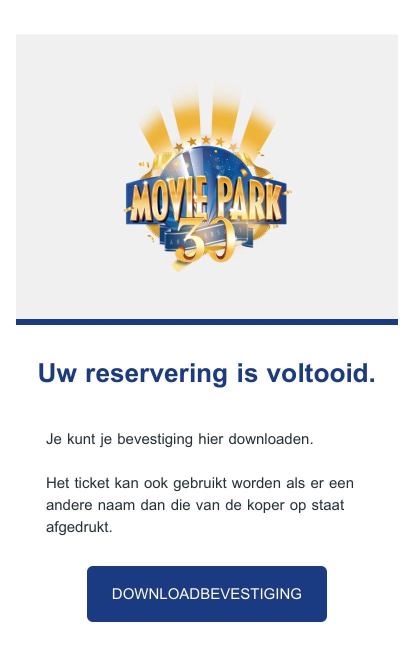 Tickets movie park halloween 3 stuks, Drie personen of meer, Ticket of Toegangskaart