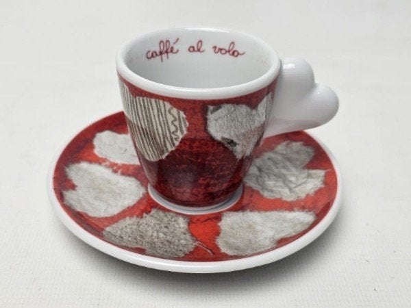 # Thun Caffe Al Volo Espresso kop en schotel love model 3, Gebruikt, Ophalen of Verzenden, Overige stijlen, Kop(pen) en/of Schotel(s)