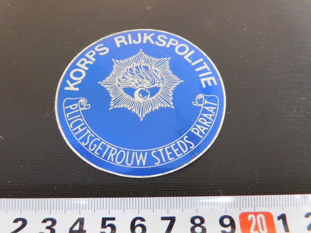 sticker Politie Korps Rijkspolitie RP plichtsgetrouw MPOL470, Ophalen, Zo goed als nieuw