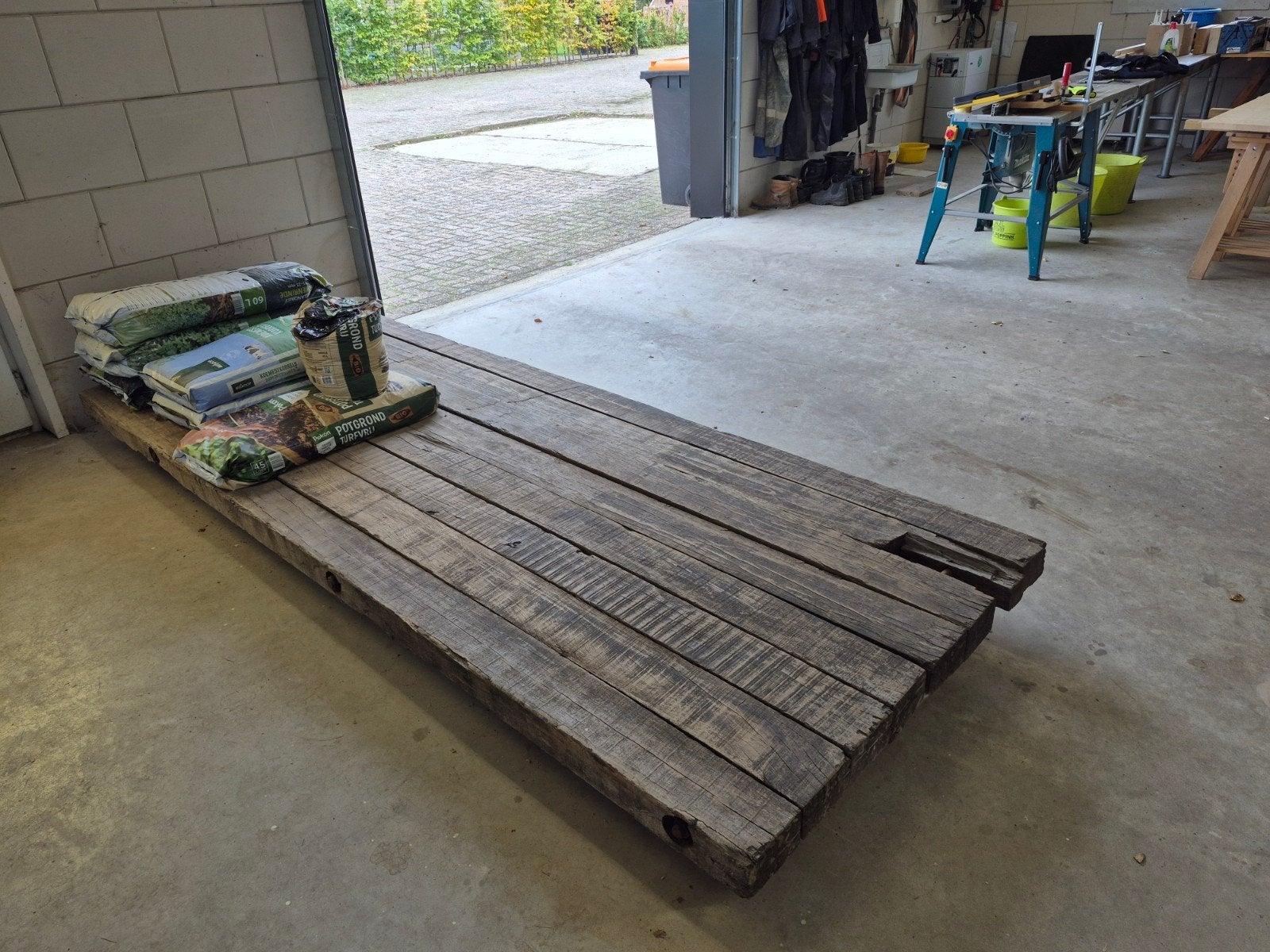 Draglineschot, Ophalen, Gebruikt, Hout