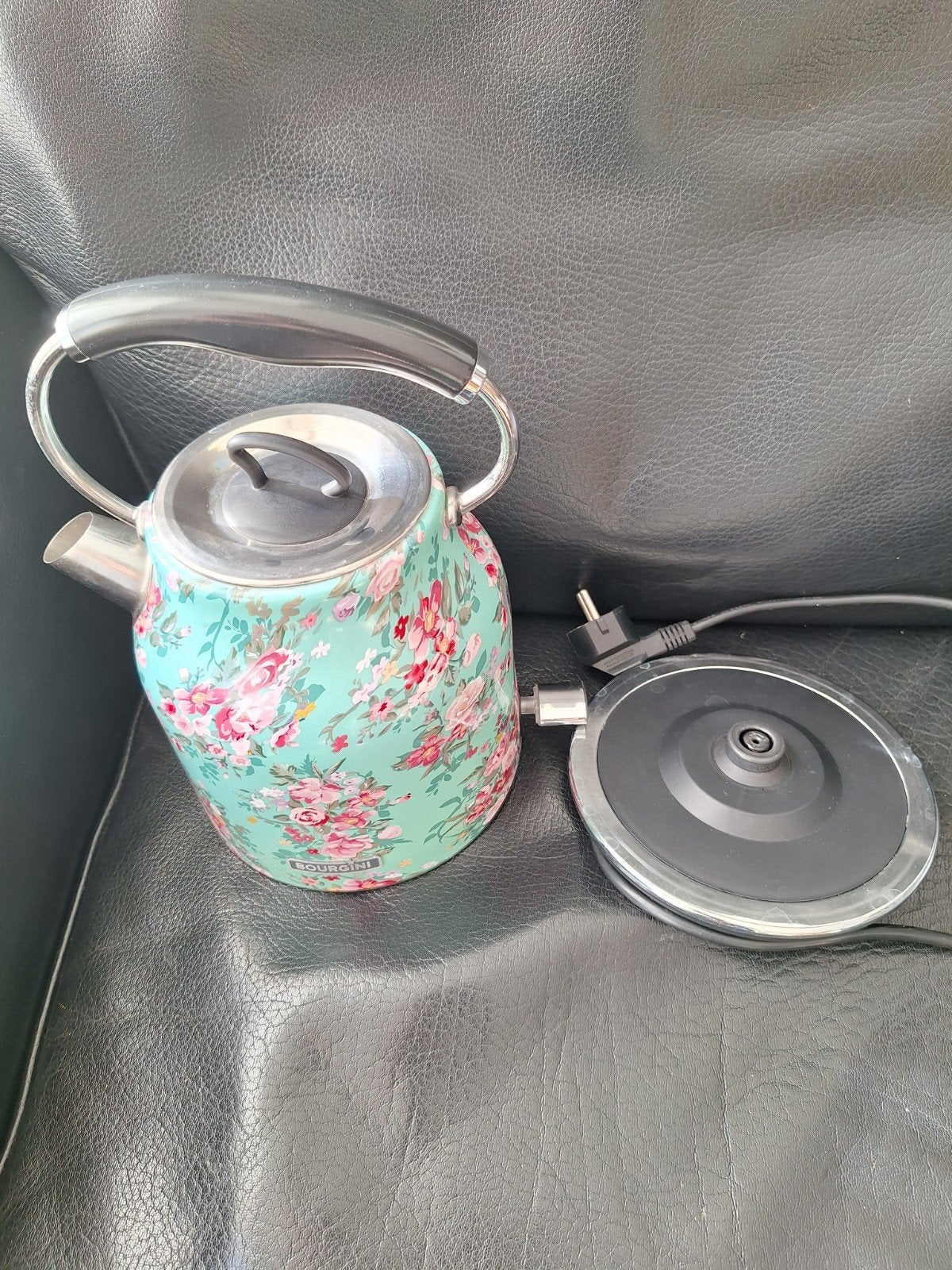 BOURGINI Waterkoker - Bloemenprint - Draadloos - 1.7L, Witgoed en Apparatuur, 1 tot 2 liter, Ophalen, Gebruikt, Draadloos
