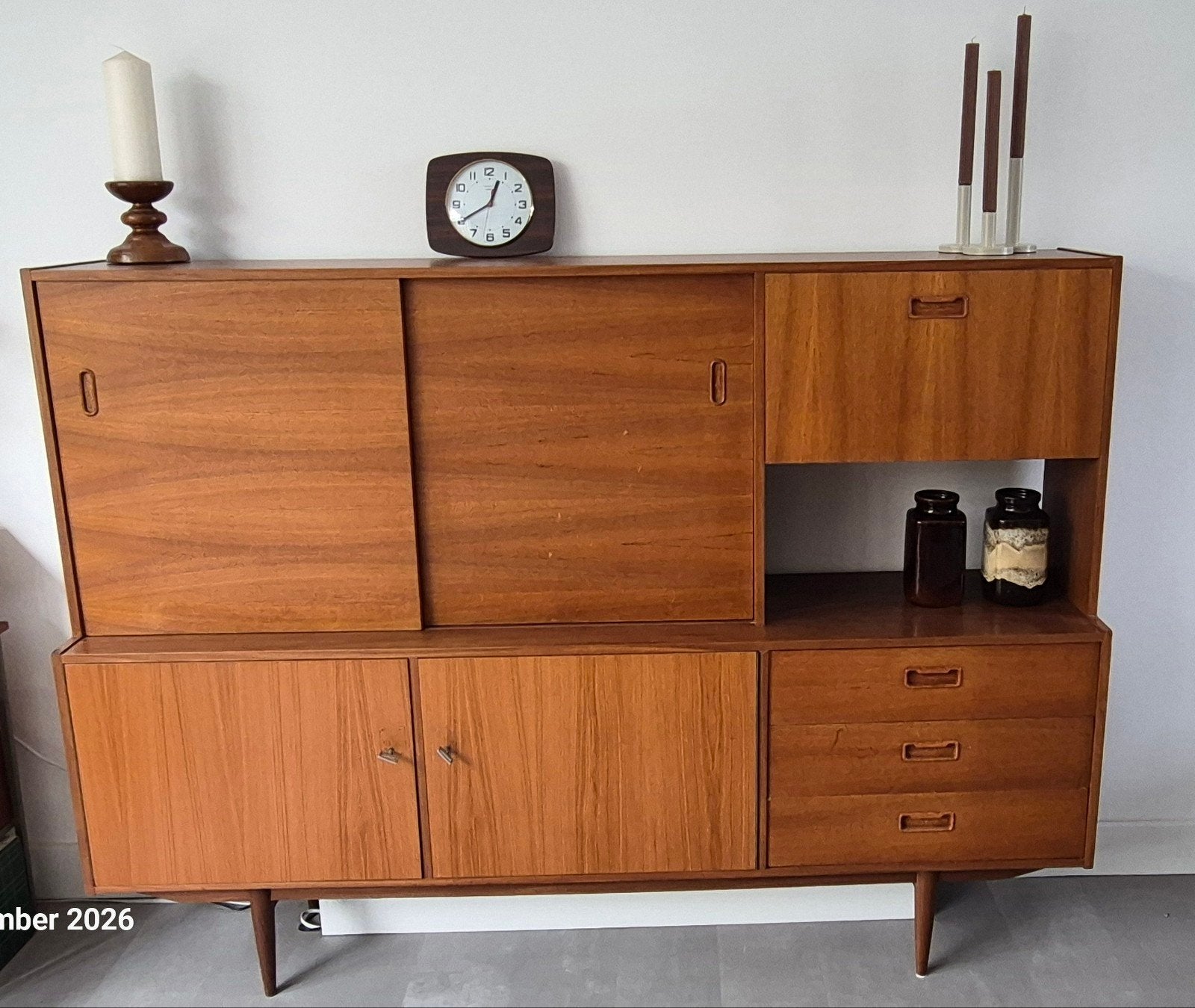 vintage highboard, Ophalen, Gebruikt, 150 tot 200 cm, 25 tot 50 cm