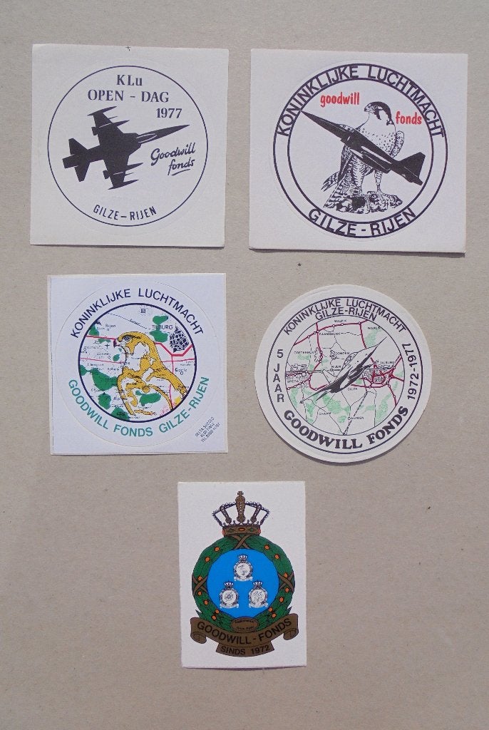 Complete serie stickers Goodwill Fonds Vliegbasis GilzeRijen, Ophalen of Verzenden, Luchtmacht, Nederland, Embleem of Badge