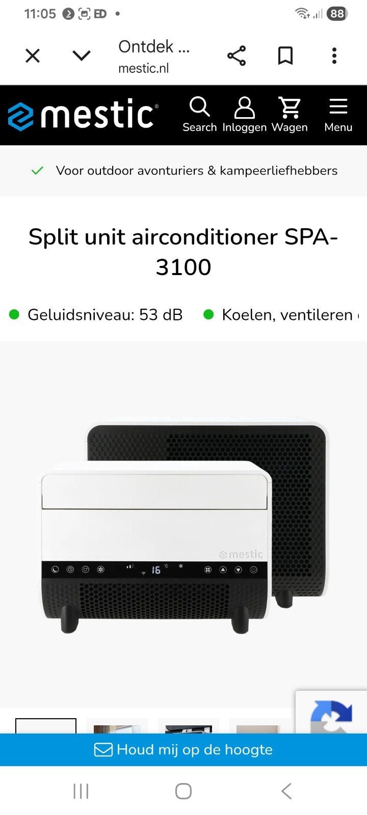 Mestic SPA-3100 Split Unit Airconditioner, Ophalen