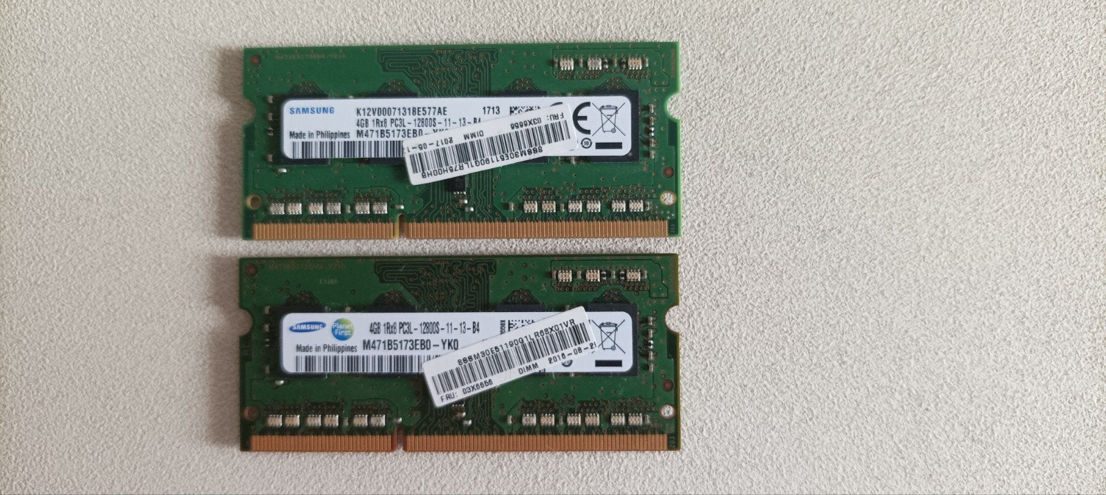 2x 4GB Samsung DDR3 RAM voor laptop, DDR3, Ophalen of Verzenden, Zo goed als nieuw, Laptop