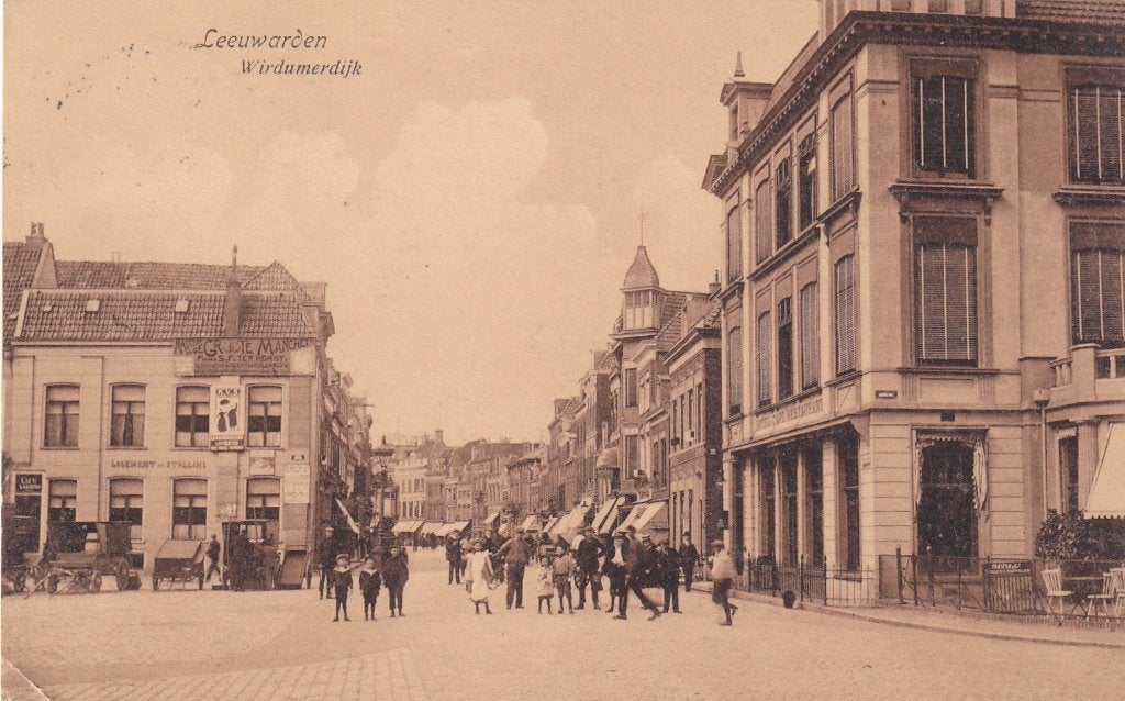 Oude ansichtkaart Leeuwarden Wirdumerdijk, Verzamelen, Ophalen of Verzenden, Voor 1920, Gelopen, Friesland