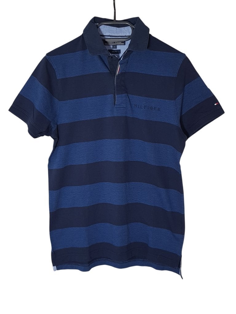 Mooi blauw rugby streep TOMMY HIFIGER polo shirt maat S., Tommy Hilfiger, Zo goed als nieuw, Maat 46 (S) of kleiner, Verzenden