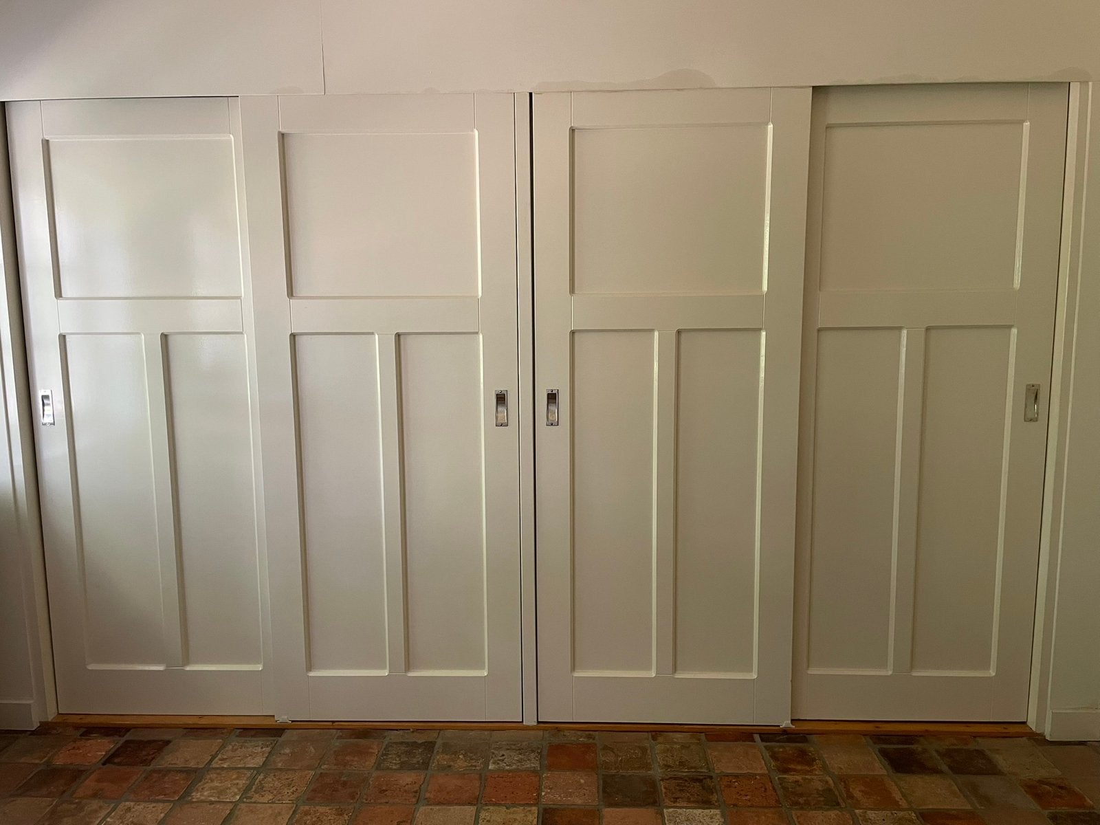 7 schuifdeur panelen wit gelakt, Ophalen, Gebruikt, Multiplex, 20 tot 50 mm