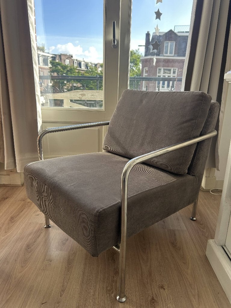 Zuiver X-bang fauteuil - rib grijs, Huis en Inrichting, Ophalen, Gebruikt, 75 tot 100 cm, Stof