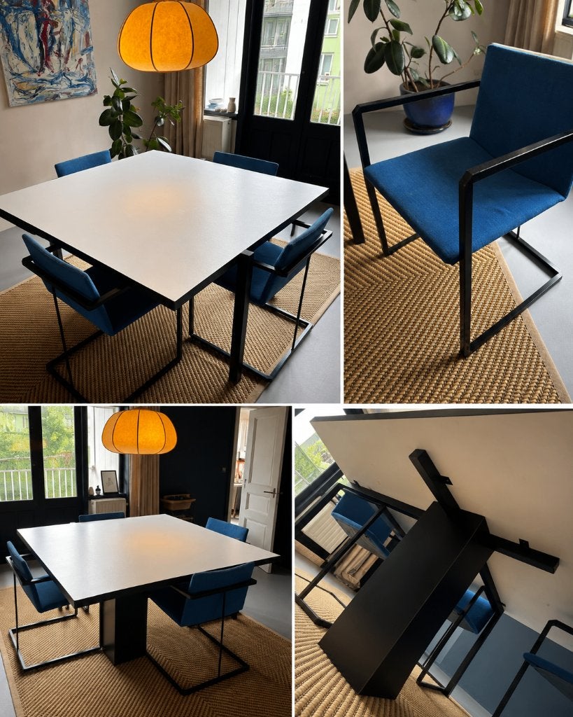 Eettafel (Pastoe) + 4 x Stoelen (Mazairac & Boonzaaijer), Ophalen, Gebruikt, Vijf personen of meer, Rechthoekig