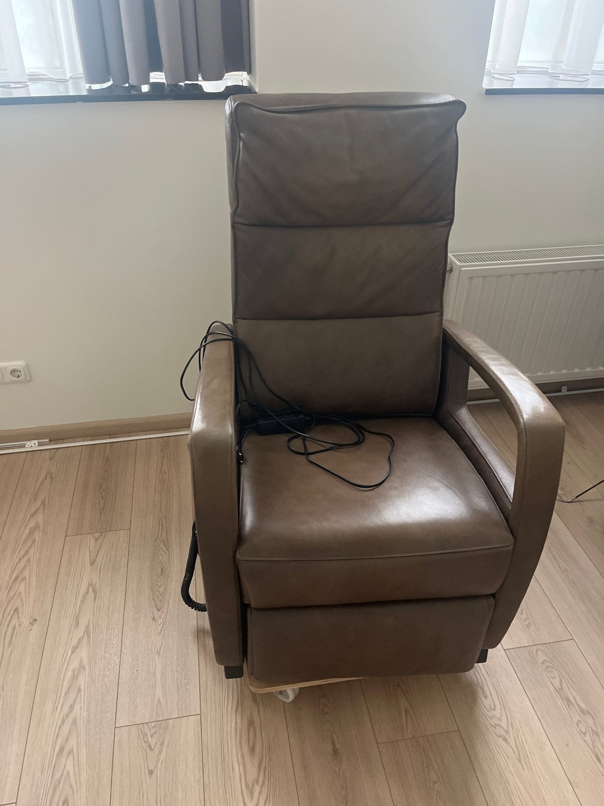 Comfortabele Elektrische Relaxfauteuil - Bruin Leer