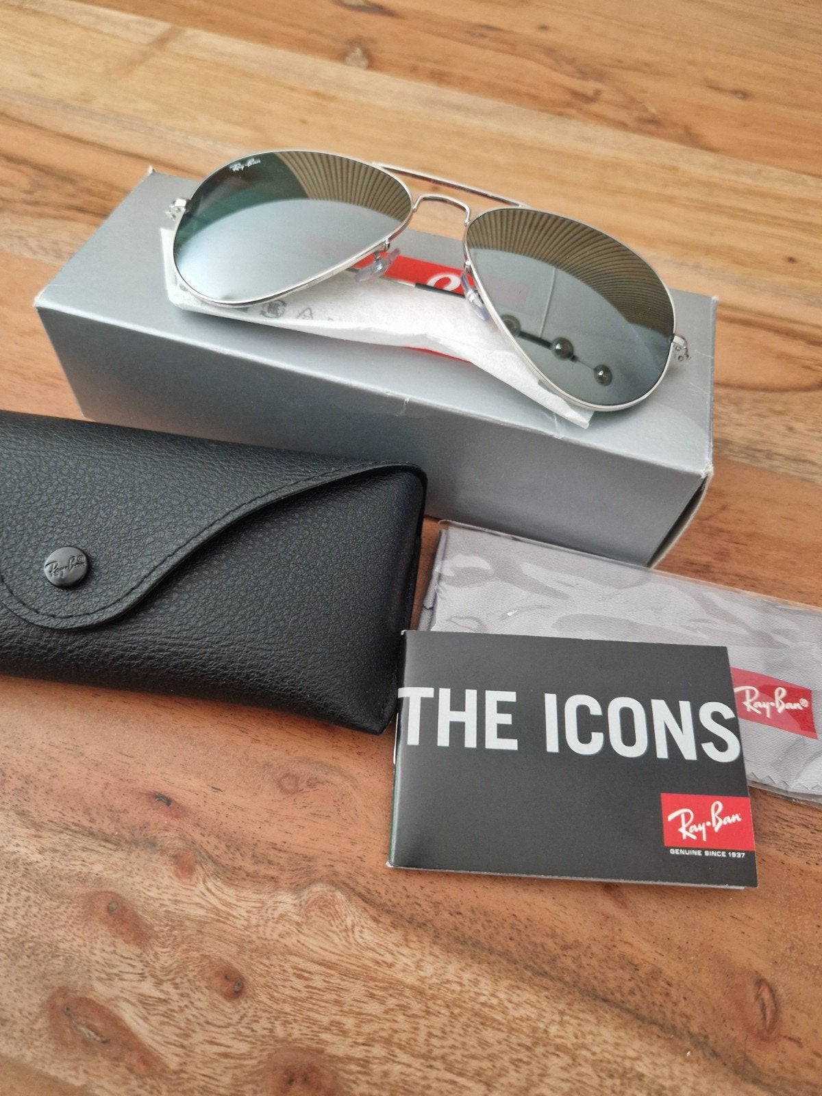 Nieuwe Ray-Ban Aviator Zonnebril RB3025 Zilver/Groen 58mm, Zonnebril, Overige kleuren, Nieuw, Ophalen of Verzenden