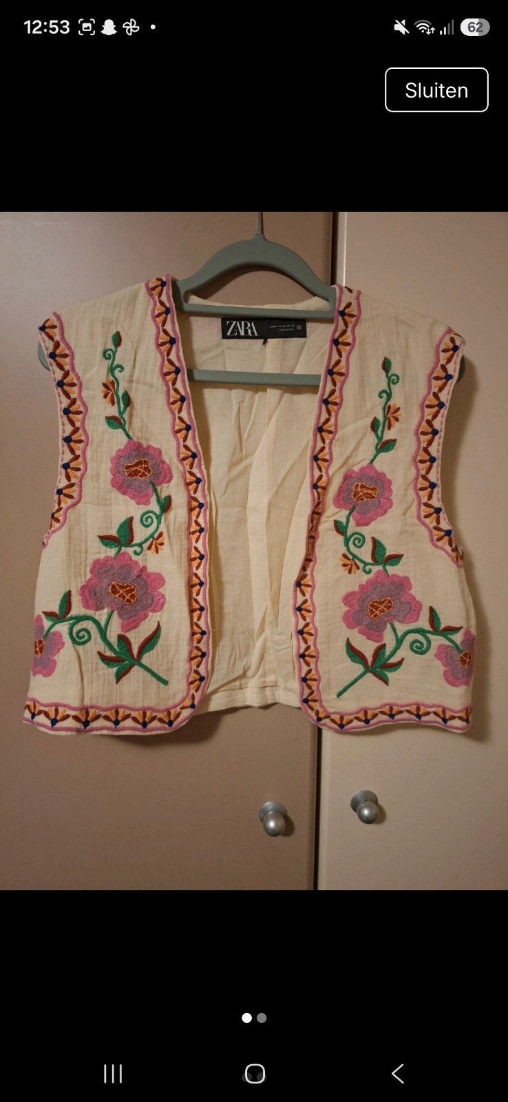 Zara geborduurde gilet met bloemen, Maat 38/40 (M), Ophalen of Verzenden, Zo goed als nieuw, Zara
