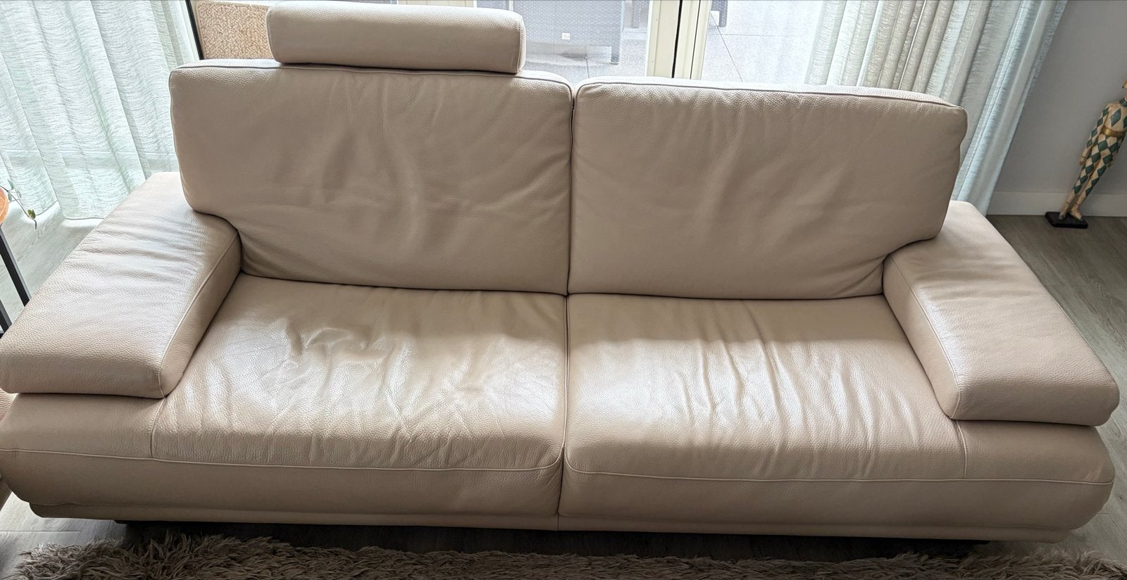Natuzzi lederen bank - 195 cm breed, Gebruikt, 150 tot 200 cm, Driepersoons, Ophalen of Verzenden