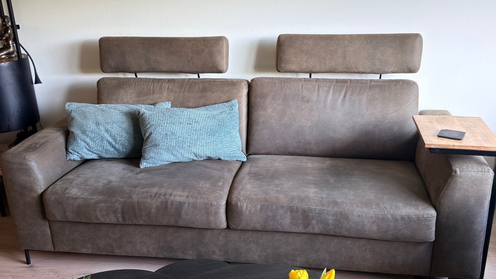 Comfortabele 3 zitsbank met  hoofdsteunen, Ophalen, Gebruikt, 75 tot 100 cm, Rechte bank