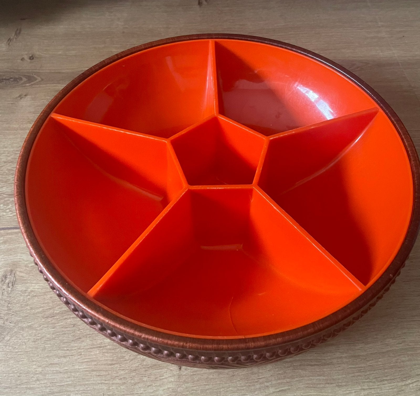 Fantastische retro snackschalen schaal oranje, Verzamelen, Retro, Ophalen of Verzenden, Huis en Inrichting