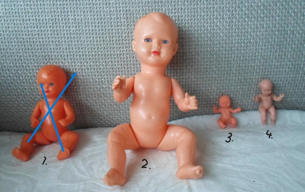 2 Babypopjes en 1 ferrero popje Jaren '50 - '60, Verzamelen, Ophalen of Verzenden, Zo goed als nieuw, Pop