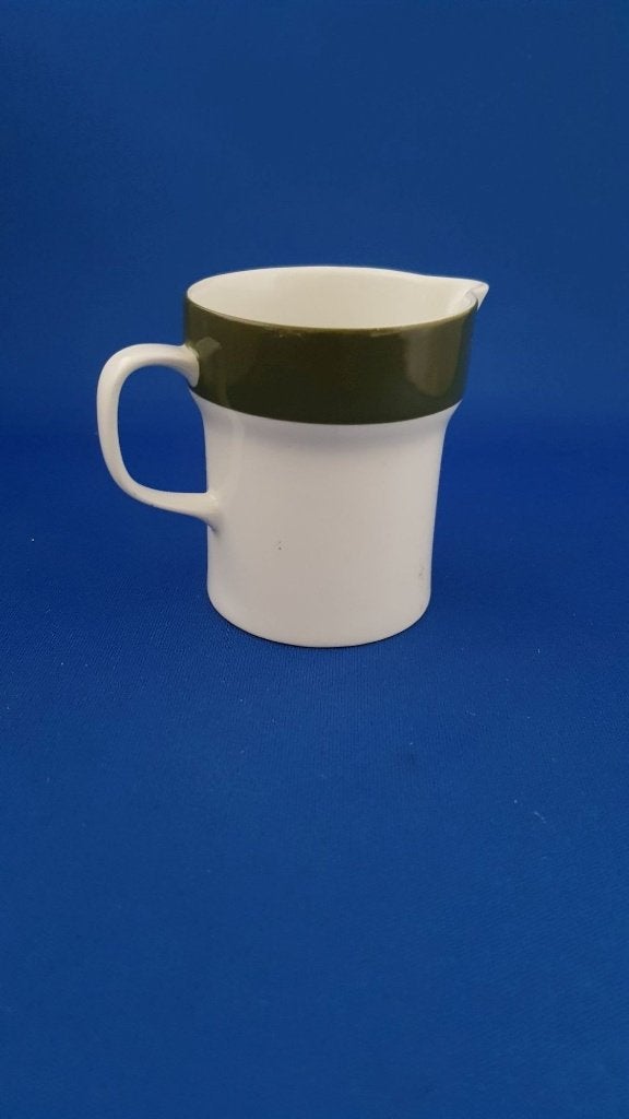 Melitta melkkannetje wit en groen, retro. 7,5 cm. 5A29, Ophalen of Verzenden