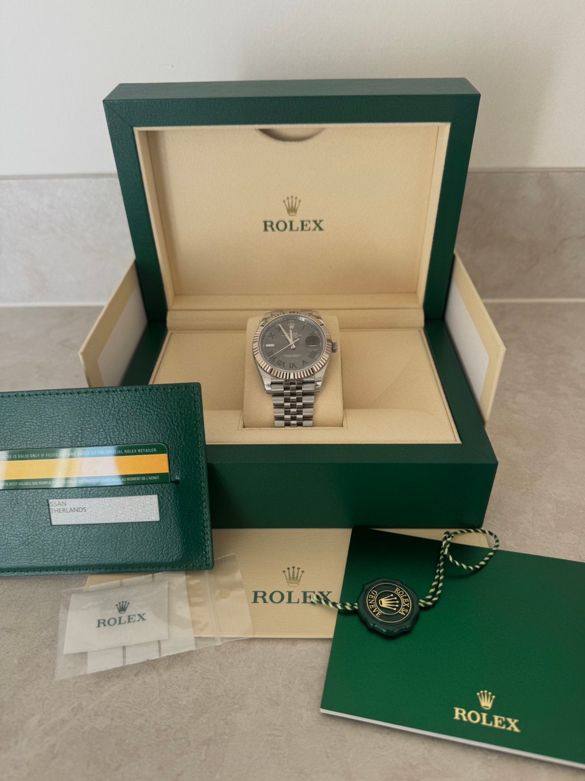 Rolex Datejust 41MM Wimbledon / Full set / 126334 / jubilee, Ophalen, Polshorloge, Overige materialen, Zo goed als nieuw