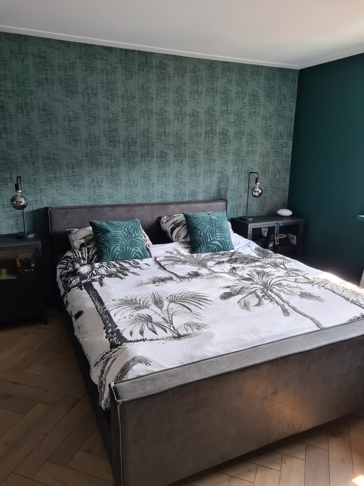 Wehkamp boxspring Detroit antraciet 180x210 cm, Ophalen, Gebruikt, 210 cm, Tweepersoons