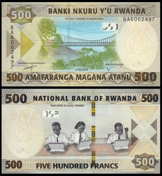 Rwanda 2014-2019, 4 nieuwe biljetten, 500 .. 5000 Fr. (UNC), Verzenden, Overige landen, Setje