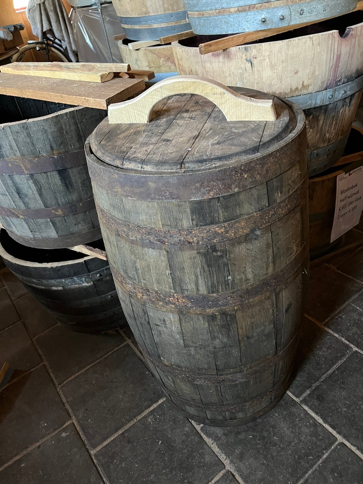 Regenton wijnvat Whiskyvat wateropvang eiken hout, Gerard Krale, 150 liter of meer, Nieuw, Ophalen of Verzenden