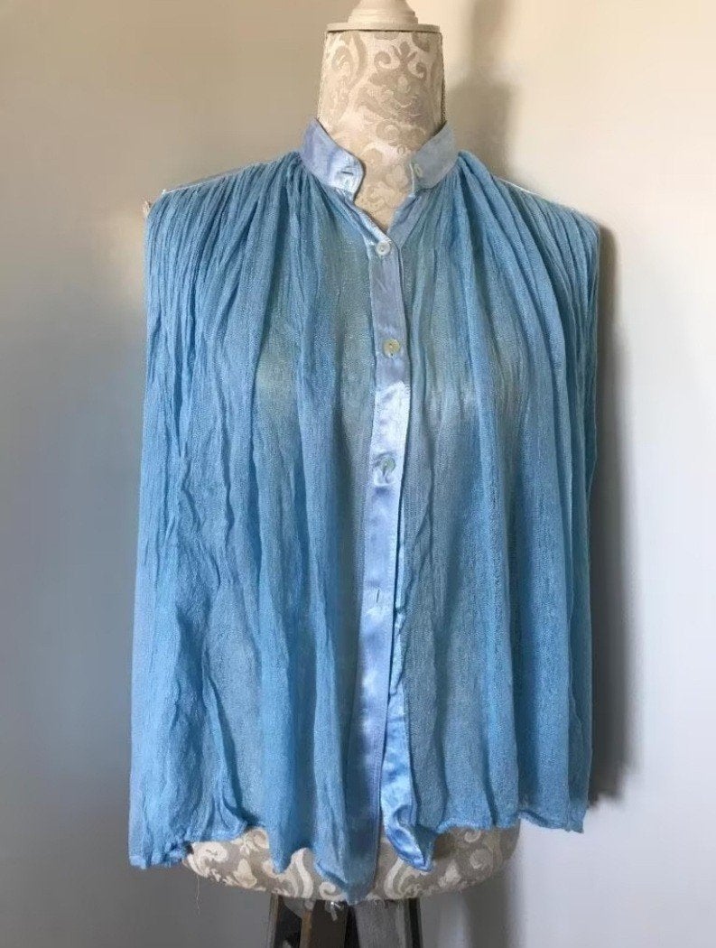 Lichtblauwe Blouse, Ophalen of Verzenden, Zo goed als nieuw, Maat 38/40 (M), Blauw