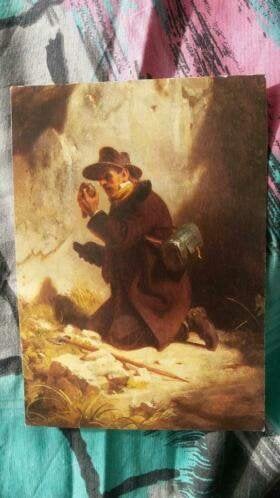 Kaart van schilderij der mineraloge van carl spitzweg, Ophalen of Verzenden, 1980 tot heden, Gelopen, Cultuur en Media