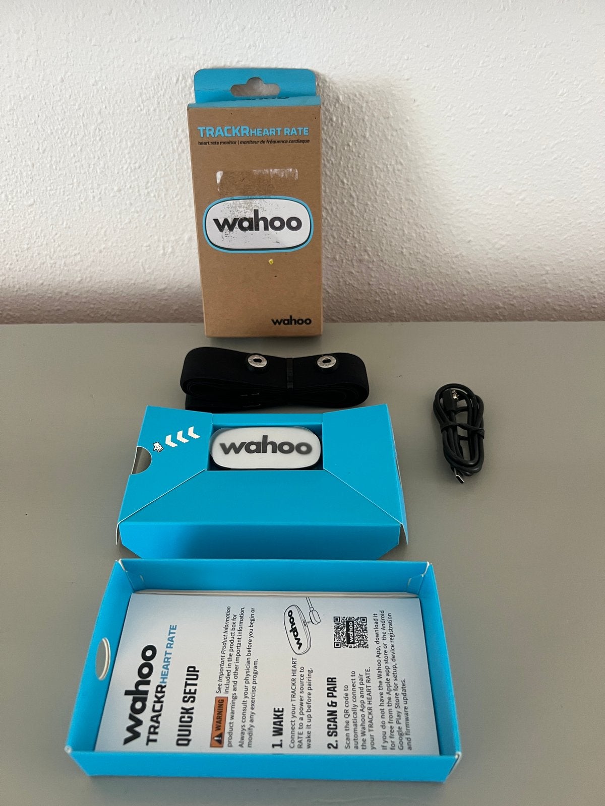 NIEUW Wahoo TRACKR hartslagmeter met band oplaadbaar enz, Ophalen of Verzenden, Draadloos, Nieuw