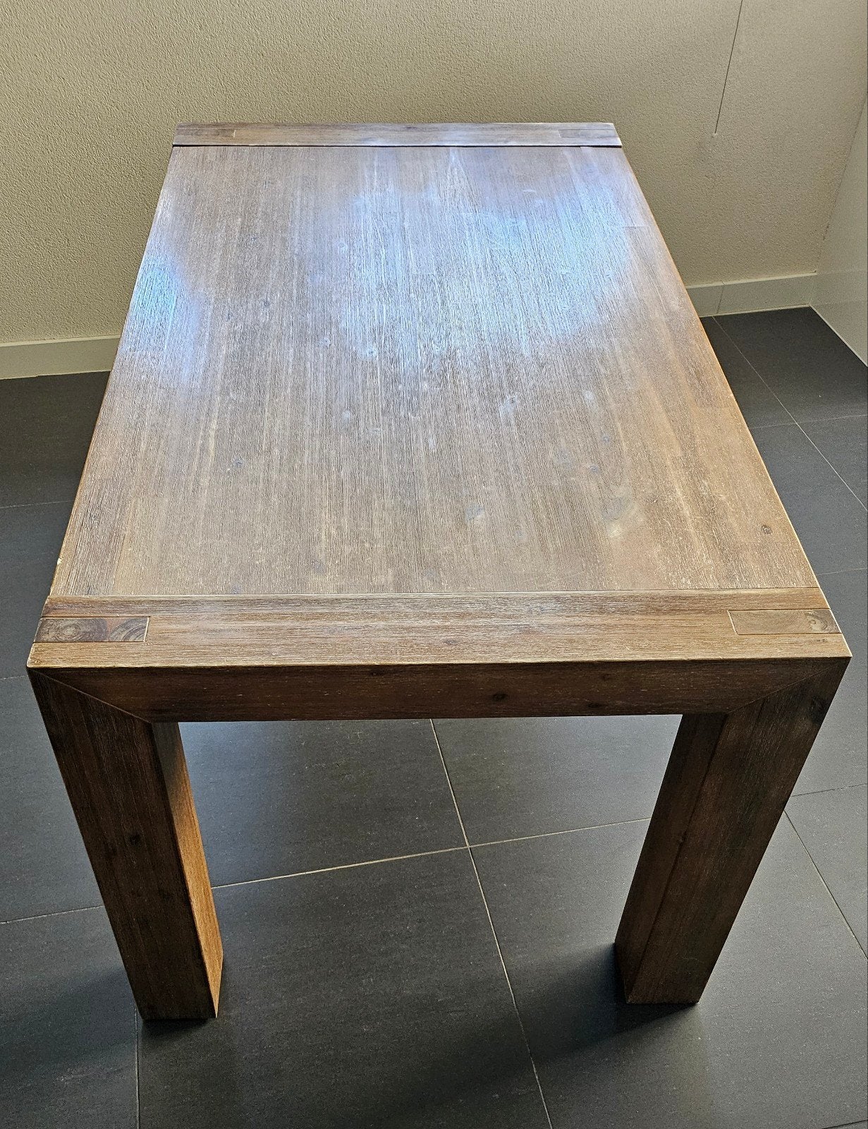 Eettafel uitschuifbaar Acacia hout, Ophalen, Gebruikt, 200 cm of meer, 50 tot 100 cm