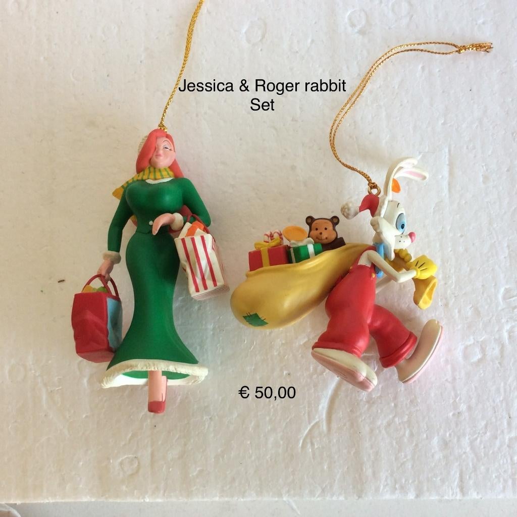 Disney ornamenten - set van 2 - Jessica en Roger rabbit, Verzamelen, Ophalen of Verzenden, Overige figuren, Zo goed als nieuw