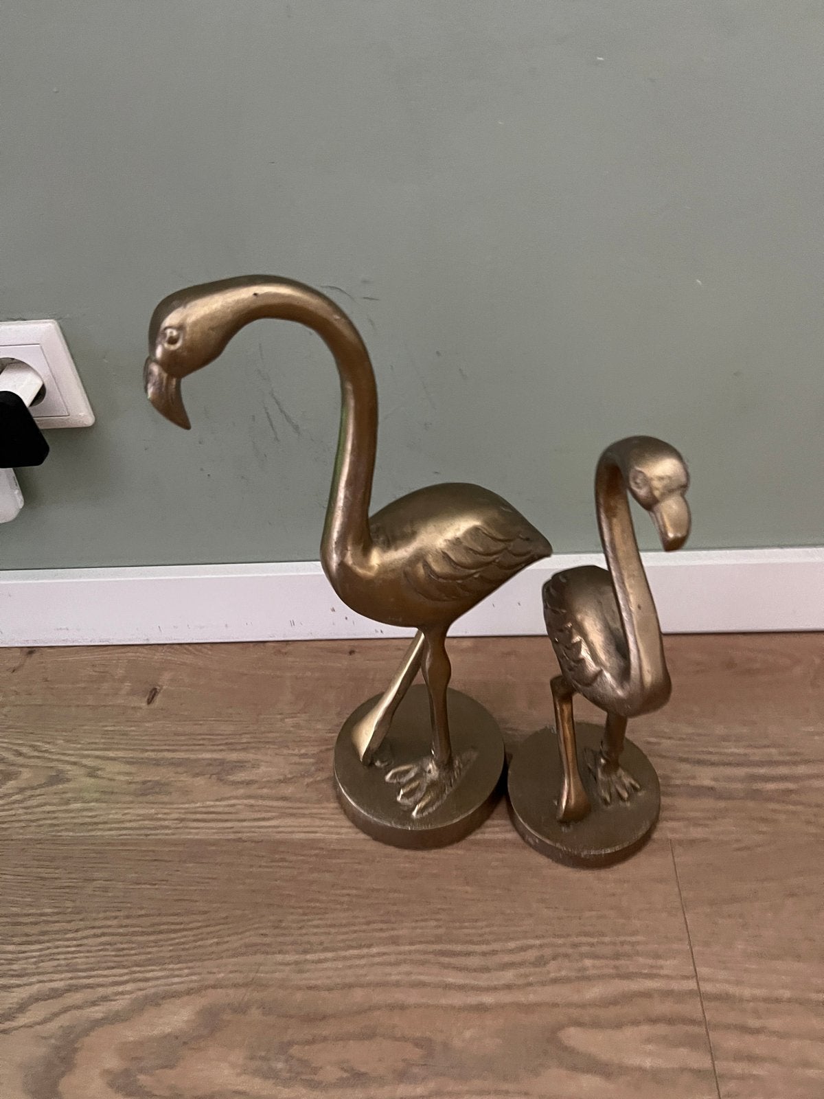 Set van 2 messing flamingo beelden, Antiek en Kunst, Ophalen of Verzenden