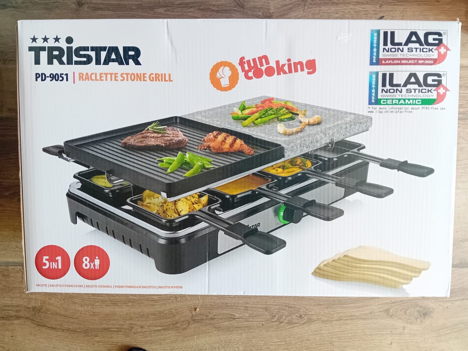 Tristar PD-9051 Raclette Stone Grill - 5-in-1 Fun Cooking, Witgoed en Apparatuur, Gourmetstellen, Ophalen, Nieuw, 8 personen of meer