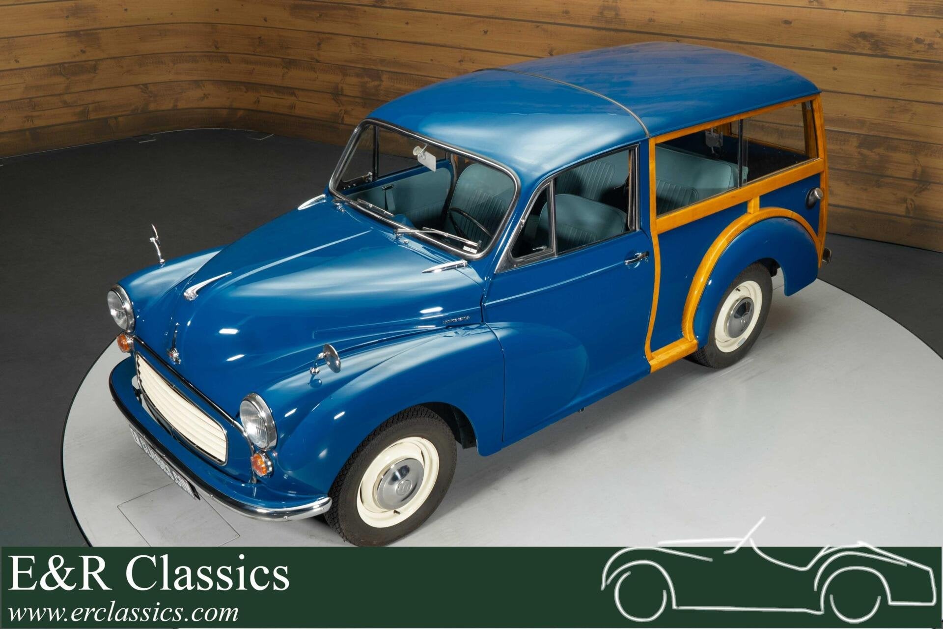 Morris Minor Traveller 1000 Stationwagon | 1971, Auto's, Overige merken, Achterwielaandrijving, Blauw, Kunstmatig leder